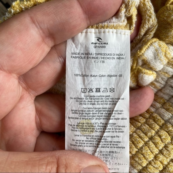 Rip Curl Seaside Stripe Pants Wide Leg High Waist Small Yellow White Pockets - Picture 11 of 11